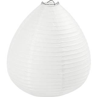 Elegant Dråbeformet Rispapirlampe - H: 27 cm, Hvid