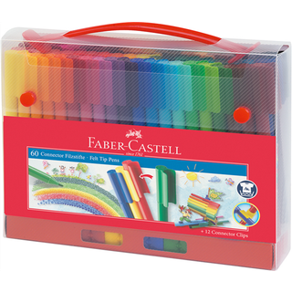 Faber Castell Connector felt tip pen set Carrying case (60 pens + 12 clips)