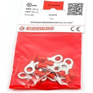 Isol. ringkabelsko A1565R, 0,5-1,5mm2 M6, Rød - I poser a 15 stk.