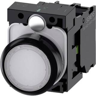 Siemens Lystrykknap, 22 mm, rund, plastik, hvid, flad, momentan kontakt type, med holder, 1no, led modul