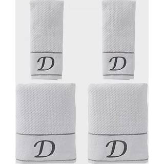 SKL Home by Saturday Knight Ltd. Monogram """" D """" Bath and Hand Thowkl? Set White 4-Pack