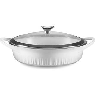 Corningware Non-Stick 4 Quart QuickHeat Braiser med l?g Letv?gt Keramisk ikke-stick interi?rbel?gning til j?vn varme madlavning perfekt til bagni