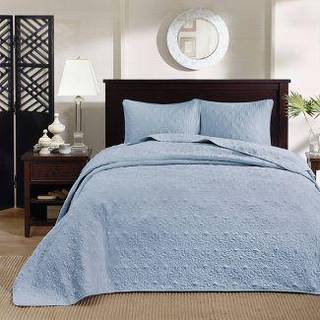 Madison Park Quebec Vendbart Quilt S?t Damask Design Dobbeltsidet syning Hele s?sonen Letv?gts Senget?ppe Senges?t Matchende Sham Blue Queen (102