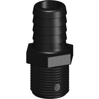 Slangnippel TruDesign Tail Straight Male Threaded, komposit, 3/4" G (BSP) (udvendig) til 22 mm (7/8") slange, sort