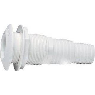 Skroggennemføring til slange Nuova Rade, plast, lige, buet, 1 1/2" G (BSP) til 38 mm (1 1/2") slange, hvid