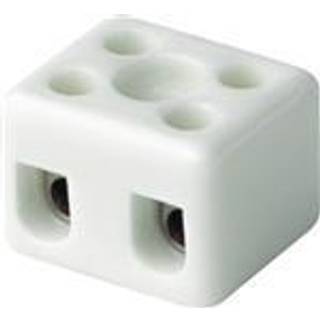 Kronemuffe porcelæn 2P 4mm² m. montagehul - 1 stk.