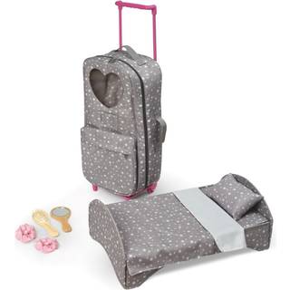 Badger Basket Travel and Tour Toy Doll Trolley Travel Carrier med seng til 18 tommer dukker - Gr?/stjerner
