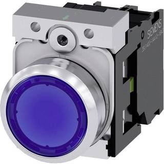 Siemens Oplyst trykknap, 22 mm, rund, metal, skinnende, blå, flad knap 3su1152-0ab50-1ba0