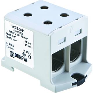 Ouneva Otl-isoleret universal klemme aluminium/kobber 2*(25-150) mm2 grå