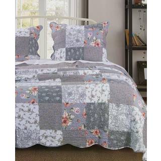 Barefoot Bungalow - GL -1812AMSQ Giulia Quilt Set Full/Queen Gray