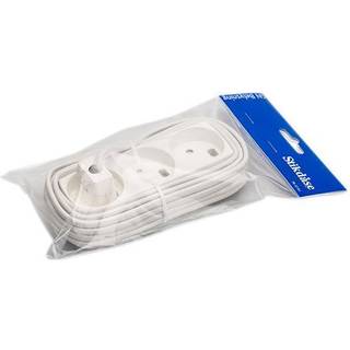 3-stikdåse m/5m ledning hvid