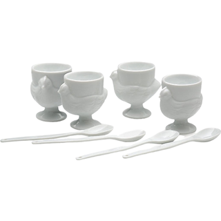 RSVP Intl Porcelain Egg Cups & Spoons - S?t p? 8 (4C + 4SP)