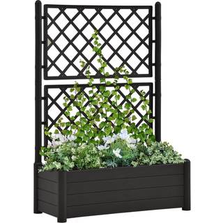 plantekasse med espalier 100x43x142 cm PP antracitgrå