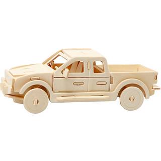 3D Konstruktionsfigur - Pick-up Truck i Træ