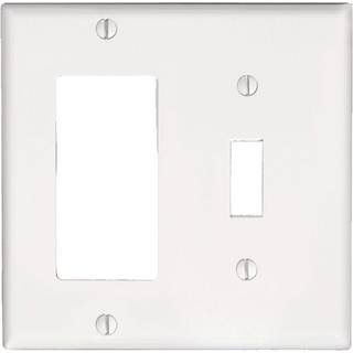 Leviton 80405-W 2-bande 1-Toggle 1-Decora/GFCI Enhedskombination Wallplate Standardst?rrelse Termoh?rdeenhed Mount White