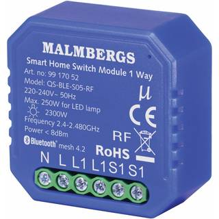 Bluetooth Relæ | Smart Home | RF | 1 Udgang | Max. 250W