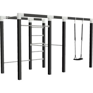 Plus outdoor fitness model 3 grundmalet sort med gynge 138x220x380cm