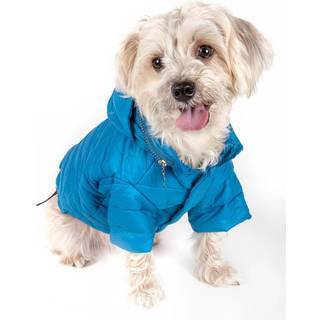 Pet Life Sporty Avalanche Lightweight Folding Winter Dog Coat - Justerbar hundjacka med en dold dragkedja och pop -out huv - Petrock för små mede
