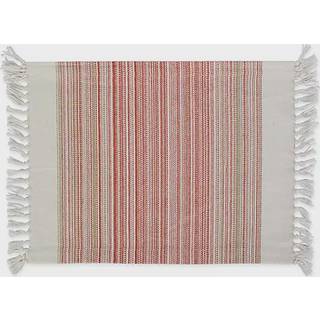 DII Everyday Collection Fringed Stripe TablePop Placemat Set 13x20 Pimento