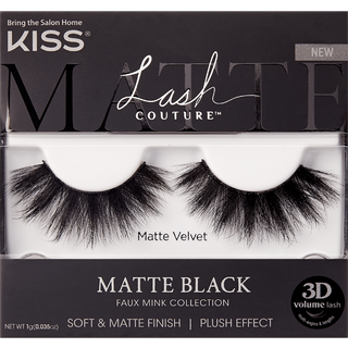KISS LASH COUTURE falske øjenvipper Matte Black Faux Mink Collection 3d Volume Lash Soft & Matte Finish Style 'Matte Velvet' 1 Pair Fake Eyelashe
