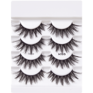 Kiss Lash Couture Triple Push-Up False Eyelashes Robe '12 mm Inkluderer 4 par vipper Kontaktlinse Venlig let at anvende genanvendelige strimmelvi