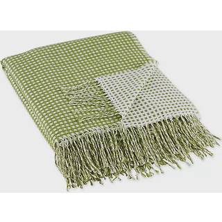 DII Antique Green & White Waffle Knit Throw