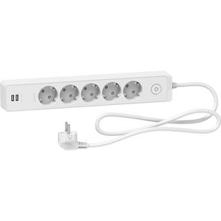 Schneider Electric Stikdåse med afbryder og USB-port 5-vejs - Hvid