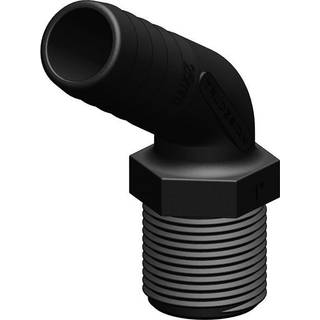 Slangnippel TruDesign Tail 120° Male Threaded, komposit, vinklet 90°, 2" G (BSP) (udvendig) til 51 mm (2") slange, sort