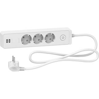 Schneider Electric Stikdåse med afbryder og USB-stik 3-vejs - Hvid - 1,5m