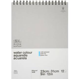 Winsor & Newton spiralbundet akvarelblok, GF, 22,9×30,5 cm, 12 ark, 300 g/m²