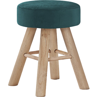 Monarch Specialiteter I 9013 Ottoman Pouf Footrest Foot Stool 12 """" Runde fløjlstrægen Ben Grå Naturligt moderne moderne