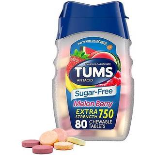 Tums sukkerfri syreneutraliserende middel, melonbær, ekstra styrke 750, 80 tabletter