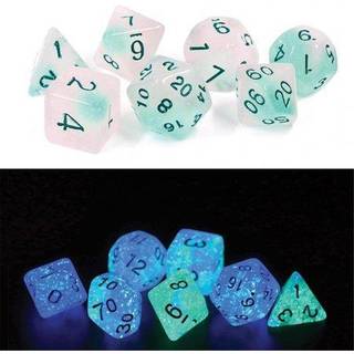 Glow in the Dark Frosted Glowworm Dice Set- Rollespilsterninger - Sirius Dice