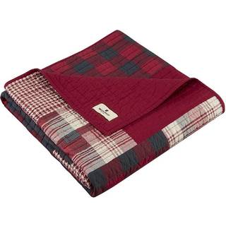 Woolrich Luxury Quilted Throw - Cabin Lifestyle Patchwork With Moose Design All Season Lightweight and Breathable Cosy Sengeding Lay