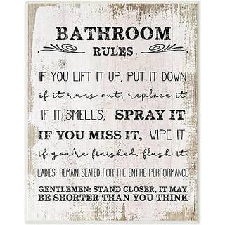 Stupell Industries Badev?relsesregler Sjovt ord Tr?struktureret design V?gplade 12 x 18 Multikarve