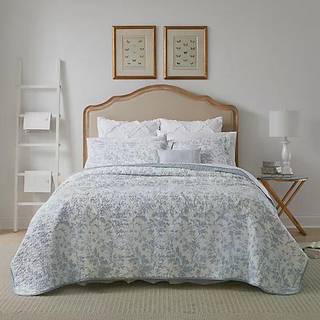 Laura Ashley Home - Amberley Collection - Quilt Set - 100% Bomuld ?ndbar og let vendt reversibel senget?j Forvasket for ekstra bl?dhed Twin Spa B