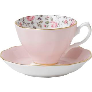 Royal Albert Rose Confetti Teacup & Saucer Set 6.5 Ounce Pink Multi