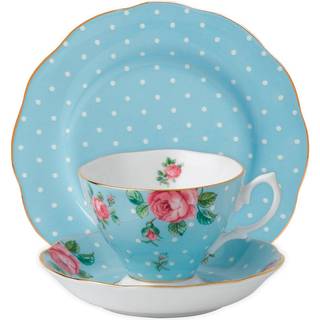 Royal Albert Polka Blue 3-delt s?t (TEACUP SAUCER & PLATE 8 """")