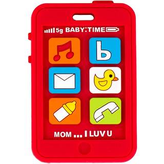 Silli tygger telefon teether til babytelefon t?nder leget?j r?d silikone baby teether sp?dbarn smertelindring ?ble iphone formet smart telefon s?