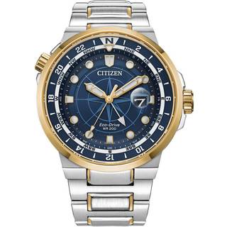 Citizen BJ7144-52L GMT Eco-Drive Two Tone Bracelet Watch - W38234