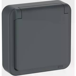 LK OPUS 74 adapterdæksel med klaplåg, IP44, 1 modul, antracitgrå