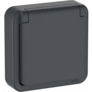 LK OPUS® 74 stikkontakt med lampe 250 V 2-polet med dansk jord IP44, antracitgrå 521M8711