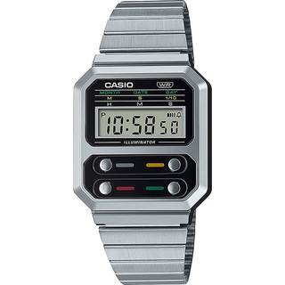 Casio Collection Vintage Retro Digital "F100 CASIO classic" Steel Bracelet Unisex Watch A100WE-1AEF