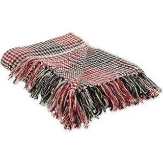 Dii Red & Black Houndstooth Plaid Throw