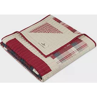 Woolrich Luxury Quilted Throw - Cabin Lifestyle Patchwork With Moose Design All Season Letv?gt og ?ndbart hyggeligt senget?jlag kast til sofa sof