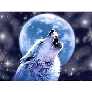 Diamond Painting / DIY 5D Diamantmaleri - 30x40cm - Wolf Moon