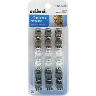 Scunci Let Skønhed Tykt Hår Mini Hårklemmer 1 cm Pakke med 18 - Sammenlåselige Tænder til Opdeling, Tørring, Styling