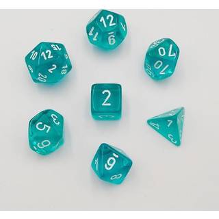 Translucent Teal White Dice Set - Rollespilsterninger - Chessex