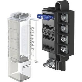 Sikringsholder Blue Sea Systems ST Blade Compact Fuse Block, til 4 fladstiftsikringer, M4 + M5, 32 V DC, 100 A