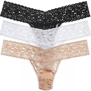 Hanky Panky 3-pak Low Rise Lace Thong - Black/White - One Size